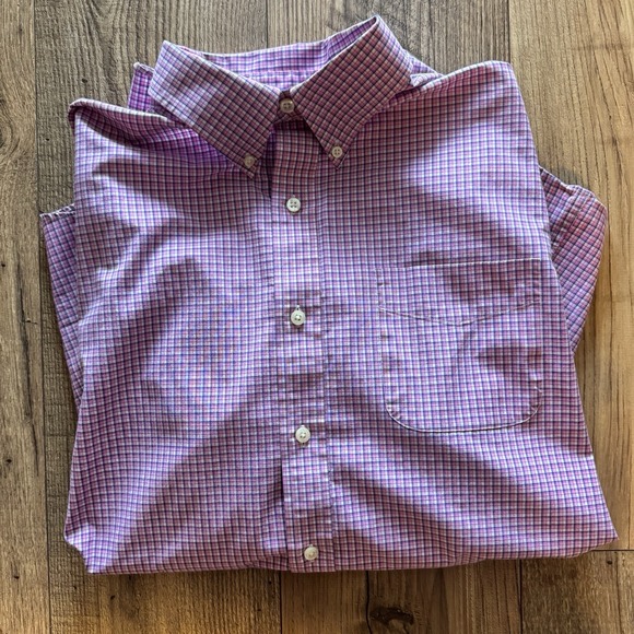 Ralph Lauren Men Pink Gingham Slim Fit Stretch Button Shirt 16.5 34/35 Preppy - Picture 8 of 8